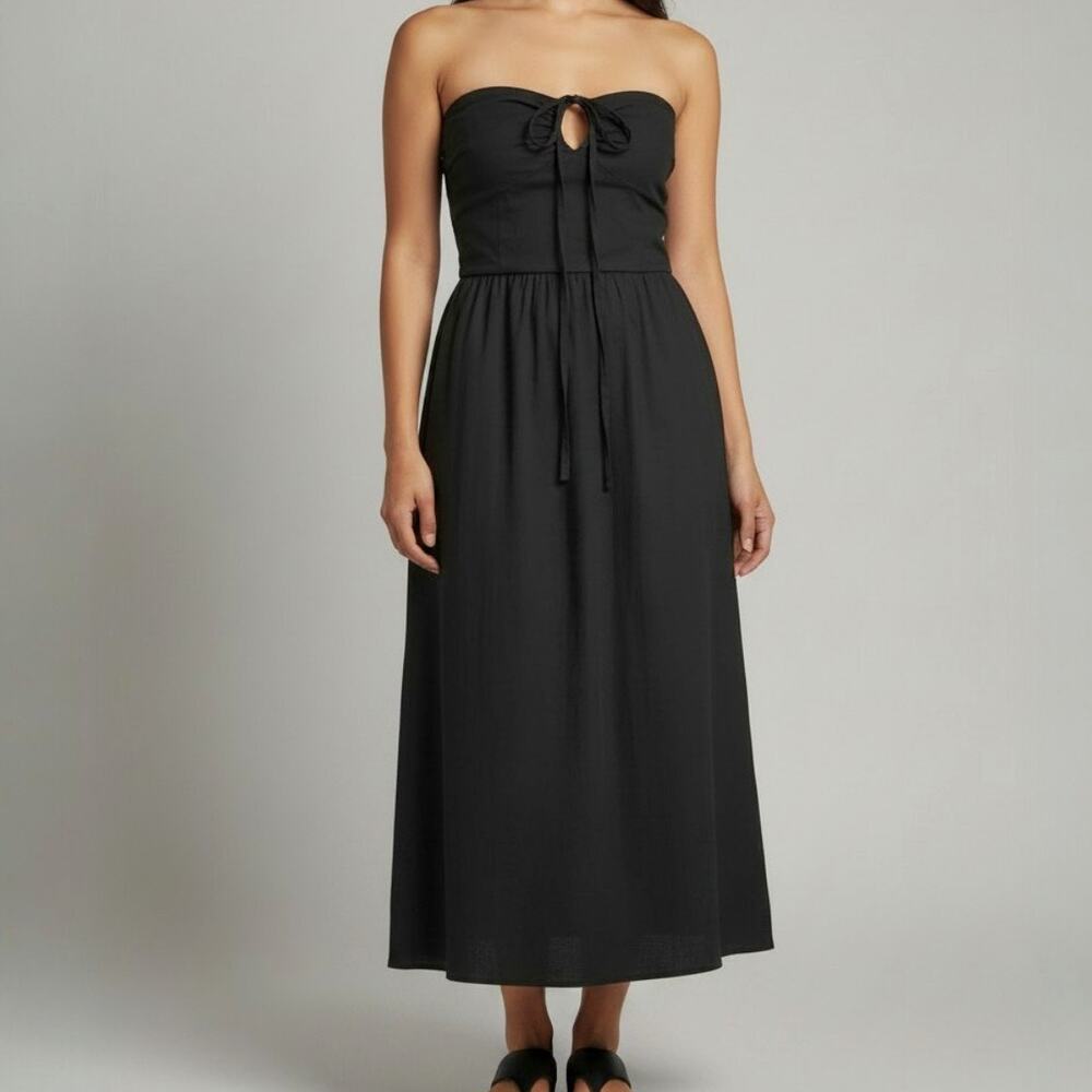 Sincerely Jules Black Keyhole Strapless Midi Dress Women's Size XS NWOT